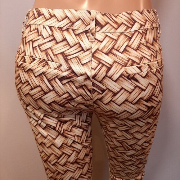 NEW Maurie + Eve Jolie Skinny Pants Jeans Weave Print US Size 4 Tan Cream - Picture 9 of 16